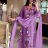 Awesome Violet Color Georgette Embroidery Work Salwar Suit