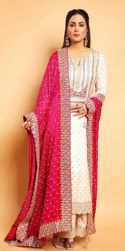 Beauteous White Color Georgette Embroidery Work Sharara Suit