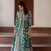 Beautiful Green Color Cotton Slub Embroidery Work Sharara Suit