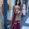 Beautiful Maroon Color Georgette Embroidery Work Sharara Suit