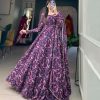 Beautiful Purple Color Georgette Floral Printed Party Wear Gown