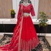 Beautiful Rani Pink Color Faux Georgette With Embroidery Sequence Work Lehenga Choli