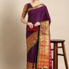 Brilliant Maroon Color Narayan Pet Zari Weaving Work Saree