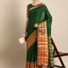 Brilliant Stone Green Color Narayan Pet Zari Weaving Work Saree