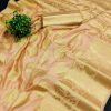 Classic Golden Pink Color Pure Organza Gold Zari Silk Saree
