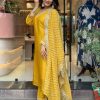 Classic Yellow Color Heavy Modal Silk Embroidery work Kurti