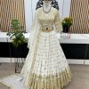 Fancy White Color Faux Georgette With Embroidery Sequence Work Lehenga Choli