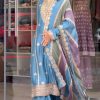 Fantastic Blue Color Georgette Embroidery Work Sharara Suit