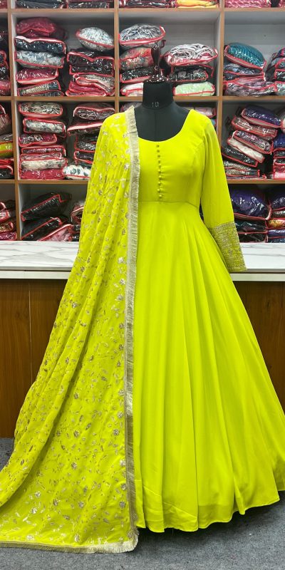 Fashionable Liril Color Pure Soft Faux Georgette Anarkali Suit