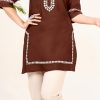 Fashionable Maroon Color Heavy Rayon With Embroidery Kurti