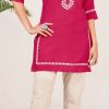 Fashionable Red Color Heavy Rayon With Embroidery Kurti