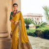 Exemplary Yellow Color Georgette Beautiful Lace Saree