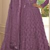 Grace Purple Color Net Embroidery And Mirror Work Anarkali Suit