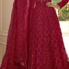 Grace Red Color Net Embroidery And Mirror work Anarkali Suit