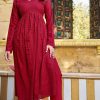 Grand Look Red Color Heavy Rayon with Schiffli Work Kurti
