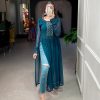 Grand Peacock Blue Color Georgette Sequins Embroidery work Kurti