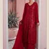 Latest Red Color Georgette Embroidered Sequence Work Straight Salwar Suit