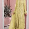 Latest Yellow Color Georgette Embroidered Sequence Work Straight Salwar Suit