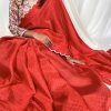 Lovely Red Color Gadhawal Chex Arca Work Partywear Designer Style Saree