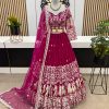 Luminous Rani Pink Color Faux Georgette Embroidery Work Lehenga Choli