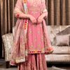 Magnificent Pink Color Georgette Embroidery Work Sharara Suit