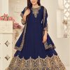 Marvelous Blue Color Georgette Cording Stone Work Anarkali Suit