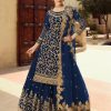 Artful Navy Blue Georgette Soft Net Sequence Embroidery Work Lehenga Choli