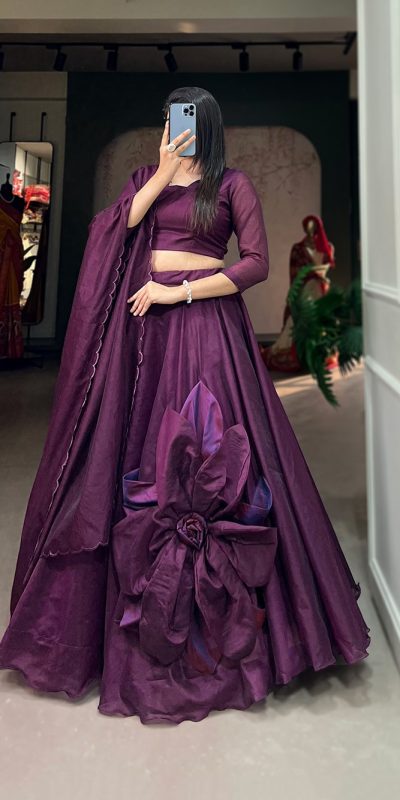 Exclusive Purple Color Rajwadi Chanderi Silk Lehenga Choli