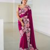 Nice Wine Color Heavy Rangoli With Multi Embroidery Saree