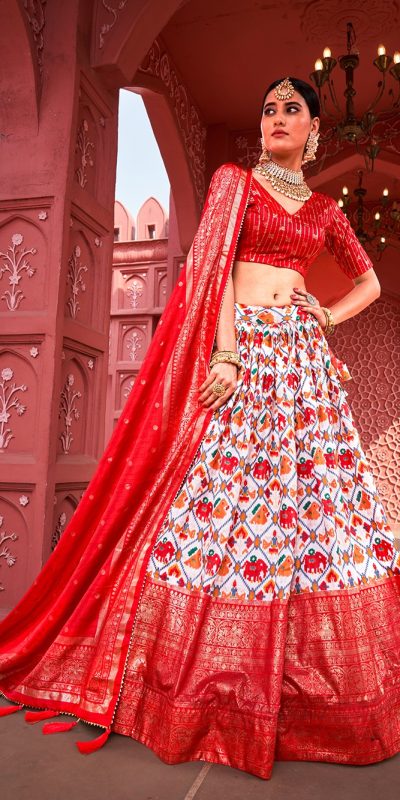 Traditional Red Color Dola Silk Patola Foil Printed Lehenga Choli