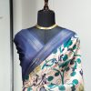 Wanted Navyblue Color Dola Silk Printed With Zari Border Partywear Designer Style Saree