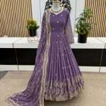 Graceful Light Purple Color Georgette Embroidery Sequence Work Gown
