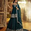 Graceful Peacock Green Color Faux Georgette Embroidery Sequence Work Lehenga
