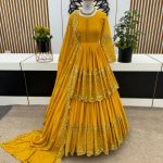 Stunning Yellow Color Faux Georgette With Embroidery Sequence Work Lehenga Choli