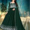 Wonderful Green Color Georgette with Foil Embroidery Stone Work Anarkali Suit
