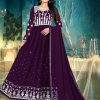Wonderful Purple Color Georgette with Foil Embroidery Stone Work Anarkali Suit