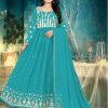 Wonderful Sea Green Color Georgette with Foil Embroidery Stone Work Anarkali Suit