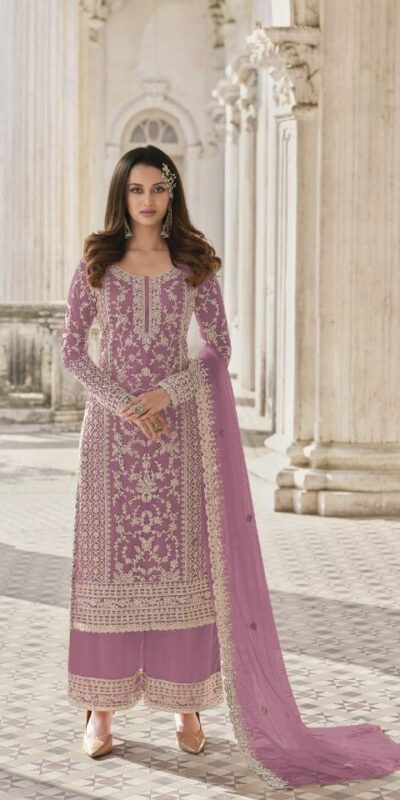 S 3304 Light purple Top : Butterfly Net Work : Embroidery Work Wedding, Festive, Events Embroidered Sharara @2299 | Salwar suit, Casual Suits, Creative suits, Designer Suits, Palazzo Suits, Party Wear Suits, Straight Suits