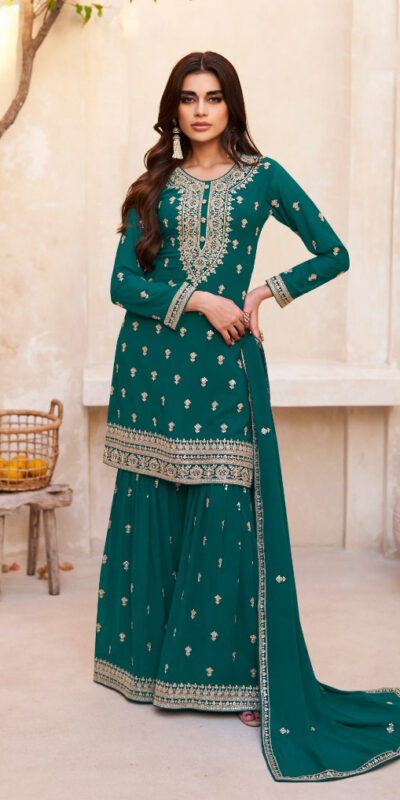 Fc Zohara 9758 Green Top : Georgette Work : Heavy Embroidery Designer Work Bottom : Santoon Wedding, Party, Festive @3249/- | Jump Suits, Salwar suit, Casual Suits, Creative suits, Designer Suits, Palazzo Suits, Party Wear Suits, Patiala Suits, Straight Suits