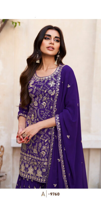 Fc Zohara 9759 Purple Top : Georgette Work : Heavy Embroidery Designer Work Bottom : Santoon Wedding, Party, Festive @3249/- | Jump Suits, Salwar suit, Casual Suits, Creative suits, Designer Suits, Palazzo Suits, Party Wear Suits, Patiala Suits, Straight Suits