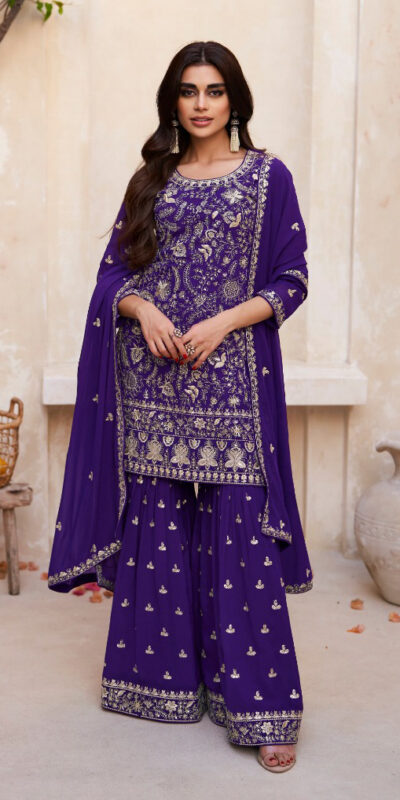 Fc Zohara 9759 Purple Top : Georgette Work : Heavy Embroidery Designer Work Bottom : Santoon Wedding, Party, Festive @3249/- | Jump Suits, Salwar suit, Casual Suits, Creative suits, Designer Suits, Palazzo Suits, Party Wear Suits, Patiala Suits, Straight Suits