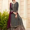 FC 9704 Black Wine Top : Georgette Work : Embroidery Work, Mirror Work Wedding, Festive, Events Black Georgette Embroidered Sharara @2099 | Salwar suit, Casual Suits, Creative suits, Designer Suits, Palazzo Suits, Party Wear Suits, Straight Suits