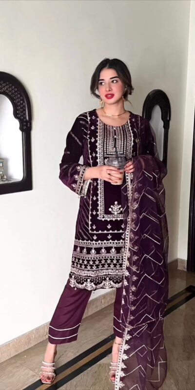 NSR-676 Maroon Color Gown : Work : Embroidery Work Inner : Micro Cotton Traditional Wear, Wedding, Festive, Events. @1799/- | Jump Suits, Salwar suit, Casual Suits, Creative suits, Designer Suits, Palazzo Suits, Party Wear Suits, Straight Suits