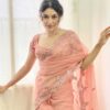 Dazzling Peach Color Original Organza With Real Mirror Designer Saree