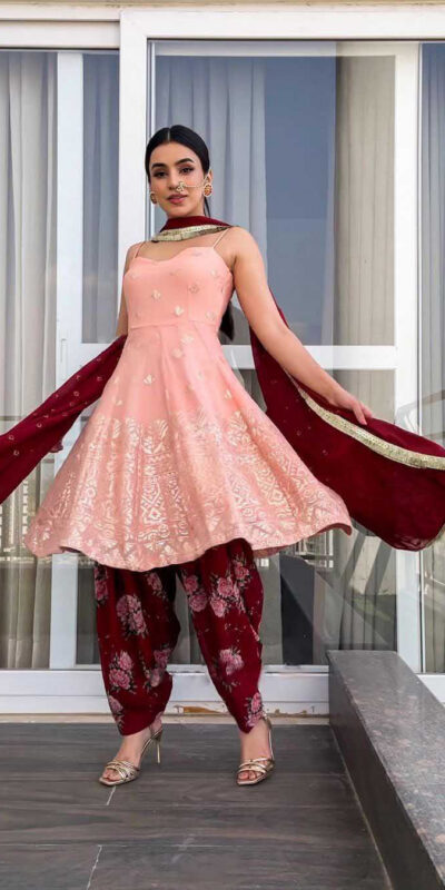 KF 1351 Pink Top : Heavy Georgette Patiala : Heavy Georgette Work : Embroidery Chain Stitch Work Wedding, Party, Festive @1999/-Only | Salwar suit, Casual Suits, Creative suits, Designer Suits, Palazzo Suits, Party Wear Suits, Straight Suits