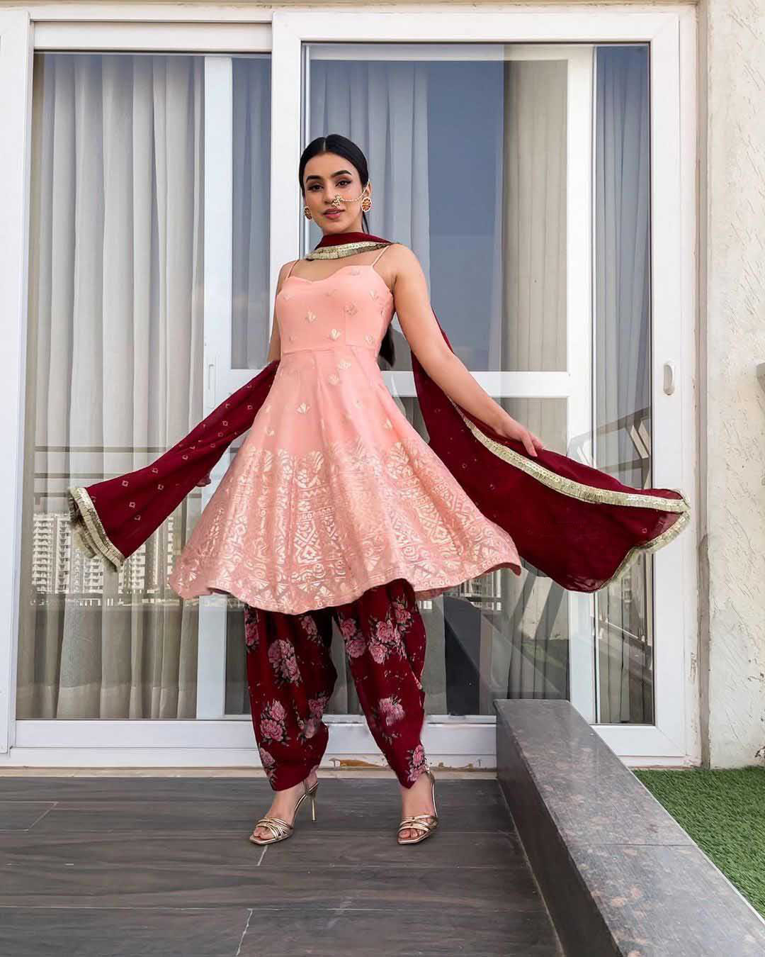 KF 1351 Pink Top : Heavy Georgette Patiala : Heavy Georgette Work : Embroidery Chain Stitch Work Wedding, Party, Festive @1999/-Only | Salwar suit, Casual Suits, Creative suits, Designer Suits, Palazzo Suits, Party Wear Suits, Straight Suits