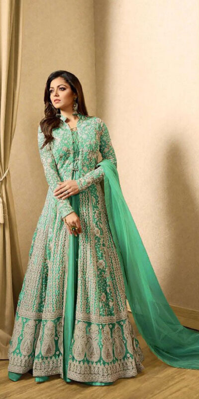 T 1706 Light GreenColor: Light GreenFabrics: Top Fabric :Georgette Bottom Fabric : Santoon Dupatta Fabric : NazmeenStitch Type: Semi-Sttiched | Anarkali Suits, Bollywood Anarkali, Creative-Anarkali, Designer Anarkali, Embroidered Anarkali, Party Wear Anarkali