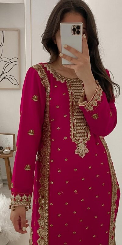 ZSR-3031 Red Color Top : Fox Georgette Work : Embroidery Sequence Work Inner : Micro Cotton Traditional Wear, Wedding, Festive, Events. @2199/- | Casual Suits, Jump Suits, Salwar suit, Creative suits, Designer Suits, Palazzo Suits, Party Wear Suits, Patiala Suits, Straight Suits
