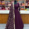 fashionable Wine Color Pure Soft Faux Georgette Anarkali Suit