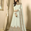 Floor Length Anarkali For Women's In White Color With Heavy Georgette